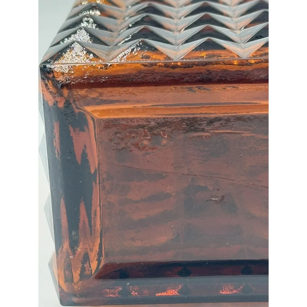 Vintage Dark Amber Glass Decanter from Spain